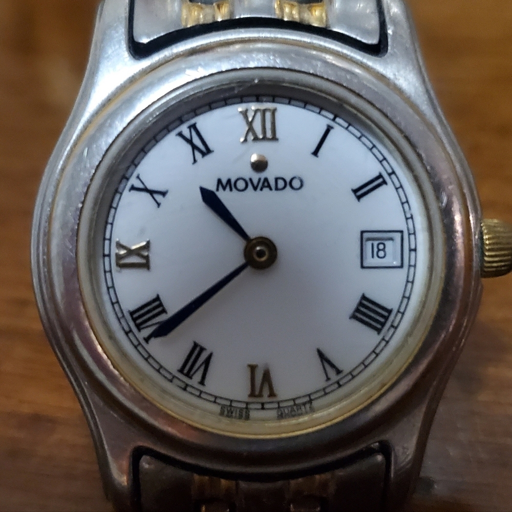 Movado Two-Tone Watch with White Dial